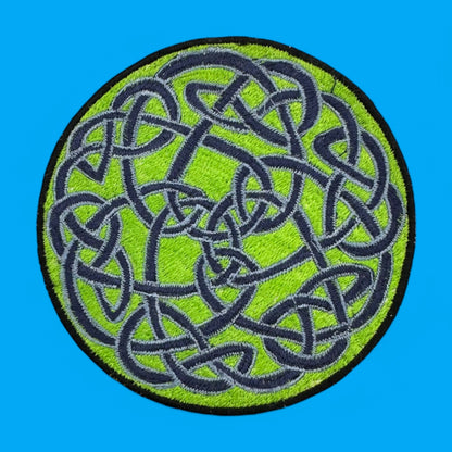 Celtic knot design in vibrant colors, perfect for unique style. Embroidered Patch - Mystic Eyes or Celtic Knot - Color Variation!