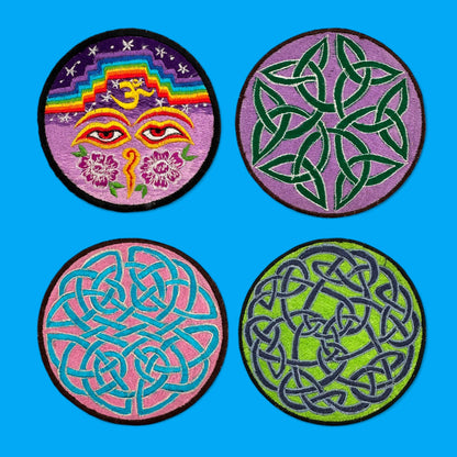 Transform your style with the Embroidered Patch - Mystic Eyes or Celtic Knot - Color Variation - Sew-On Applique!