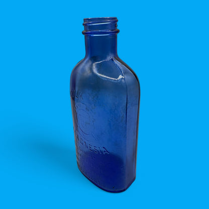 2 Antique Phillips Milk of Magnesia Bottle Cobalt Blue Glass Made in Canada