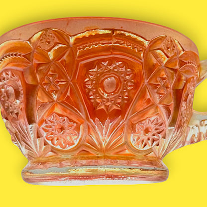 Vintage Orange Carnival Glass Tea Cups – Iridescent 1960s MCM