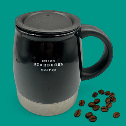 Starbucks Black Ceramic Travel Mug with Lid and Stainless Bottom (12oz) Replacement Mug