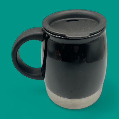 Starbucks Black Ceramic Travel Mug with Lid and Stainless Bottom (12oz) Replacement Mug