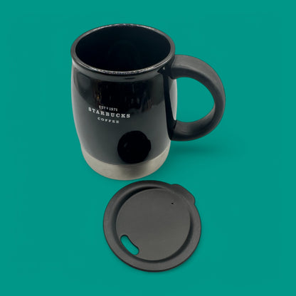 Starbucks Black Ceramic Travel Mug with Lid and Stainless Bottom (12oz) Replacement Mug