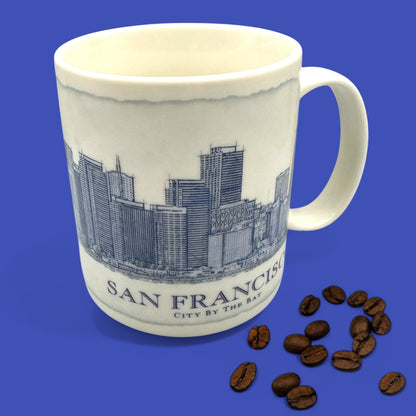Starbucks San Francisco "City By The Bay" Architects Series Replacement Mug - 18 fl oz with skyline design and coffee beans.