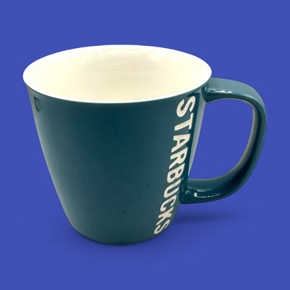 Starbucks Blue Ceramic Replacement Mug with White Lettering - 14 fl oz / 414 ml - 2010 features a minimalist design.