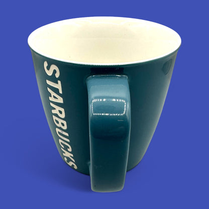 Starbucks Blue Ceramic Replacement Mug with White Lettering - 14 fl oz / 414 ml - 2010, featuring a sleek design.