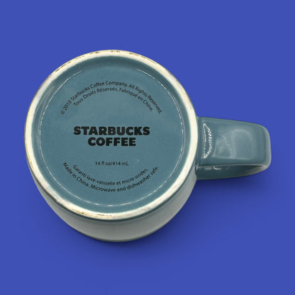 Starbucks Blue Ceramic Replacement Mug with White Lettering - 14 fl oz / 414 ml - 2010, featuring minimalist design.