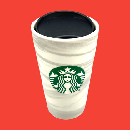 Starbucks Marble Ceramic Travel Mug With Green Logo (12oz) – Replacement Mug with Lid