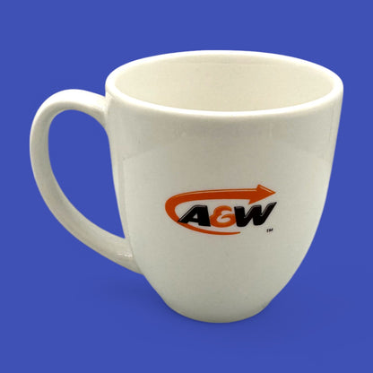 Classic A&W replacement mug in bright white ceramic, featuring the iconic A&W logo for nostalgic coffee lovers.