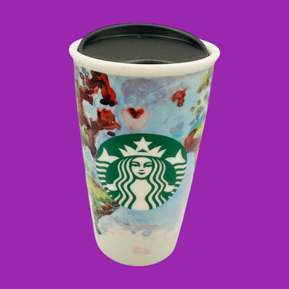 Starbucks 2015 Shelby Kroeger Ceramic Travel Mug – Watercolour World Map Replacement Mug (12oz)