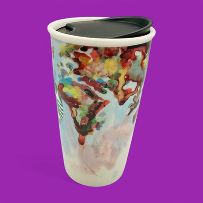 Starbucks 2015 Shelby Kroeger Ceramic Travel Mug – Watercolour World Map Replacement Mug (12oz)