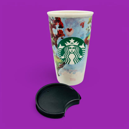 Starbucks 2015 Shelby Kroeger Ceramic Travel Mug – Watercolour World Map Replacement Mug (12oz)