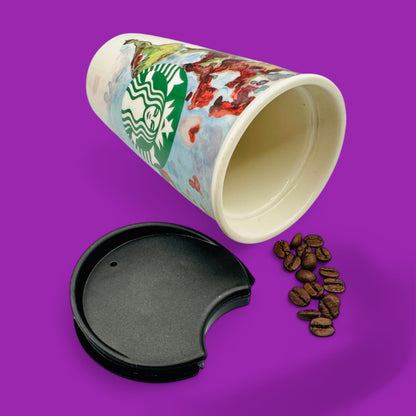 Starbucks 2015 Shelby Kroeger Ceramic Travel Mug – Watercolour World Map Replacement Mug (12oz)