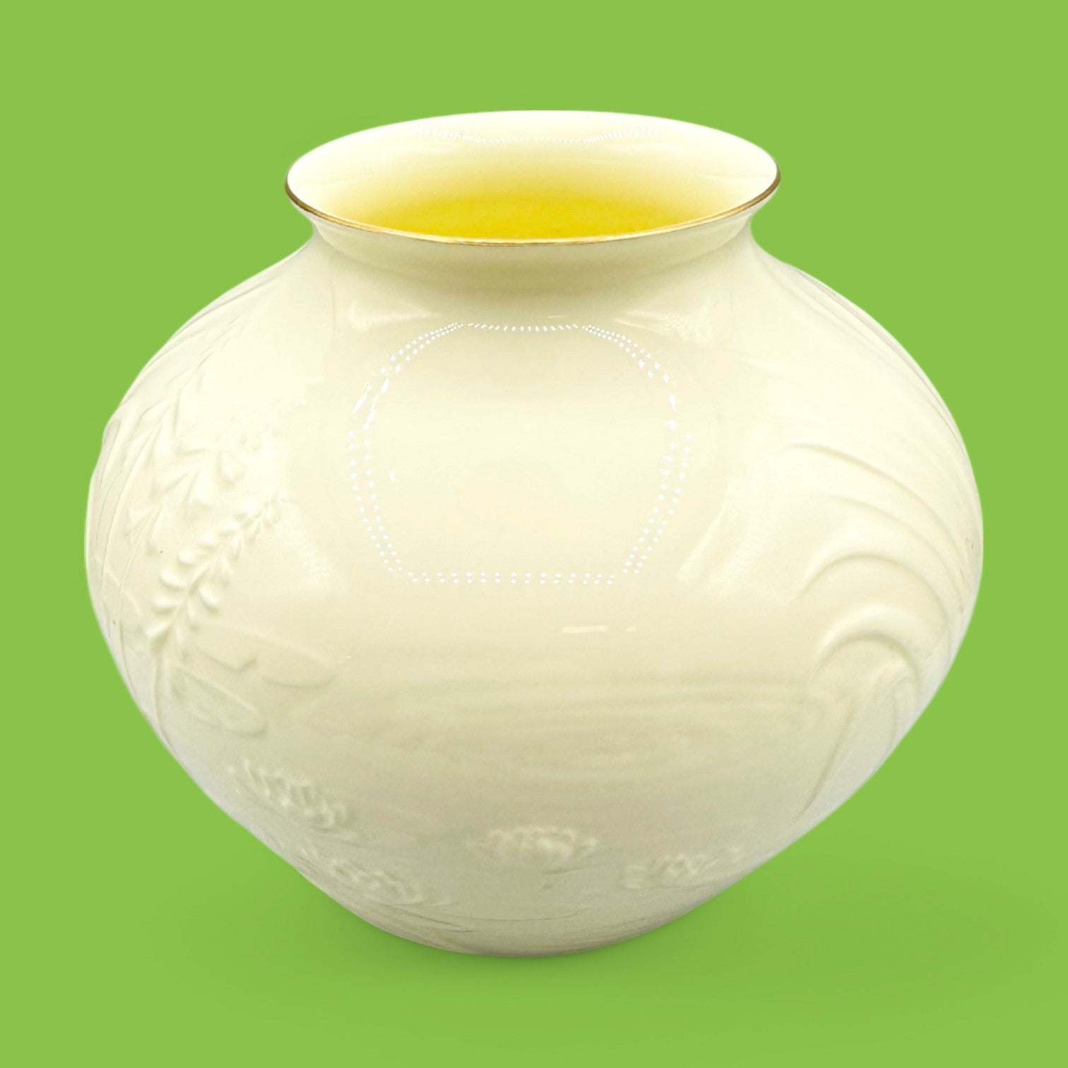 Pfaltzgraff Water Garden Vase, Dragonfly Embossed Bone China 6.5" featuring elegant floral designs in creamy hues.