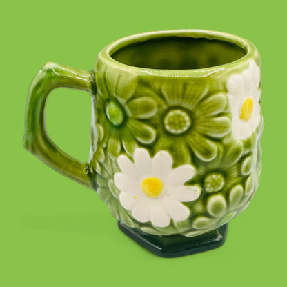 Vintage Fred Roberts Co. Green Daisy Earthenware Mug - Replacement Mug adds charm with its vibrant green and white daisy design.