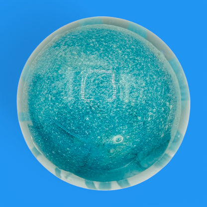 Teal Jellyfish Glass Paperweight - Vintage Charm - Glows in the Dark adds a unique touch to your decor with its mesmerizing design.