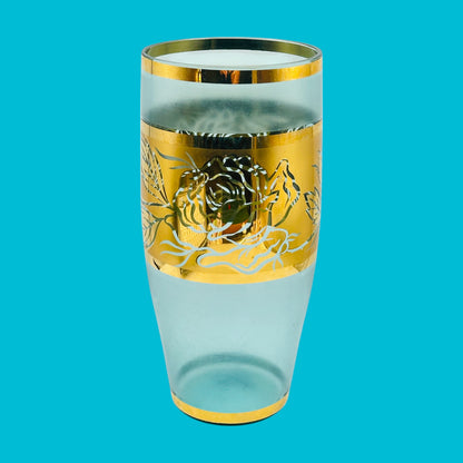 Vintage Italian Gold Floral Vase - 8" Tall, featuring intricate gold floral patterns, adds elegance to any decor.