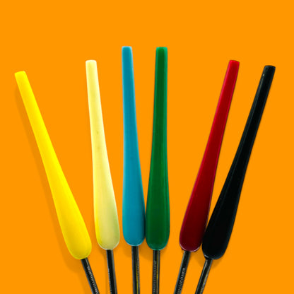 Colorful vintage teardrop fondue forks, set of 6 - Mid-Century Modern Design for stylish entertaining.