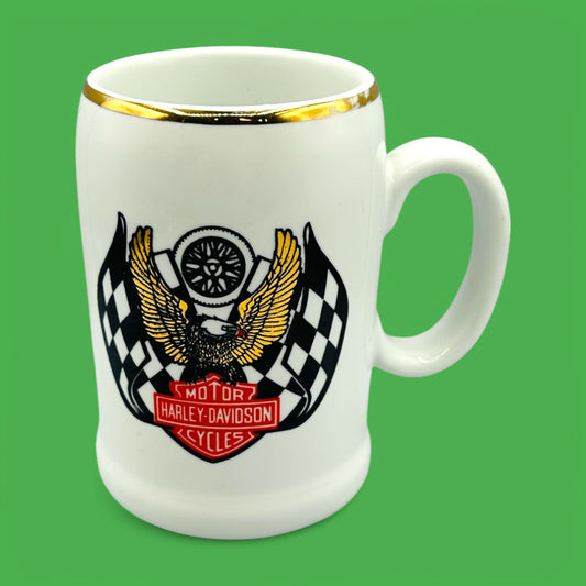Harley-Davidson Ceramic Stein – Vintage Heavyweight Mug with Eagle & Flag