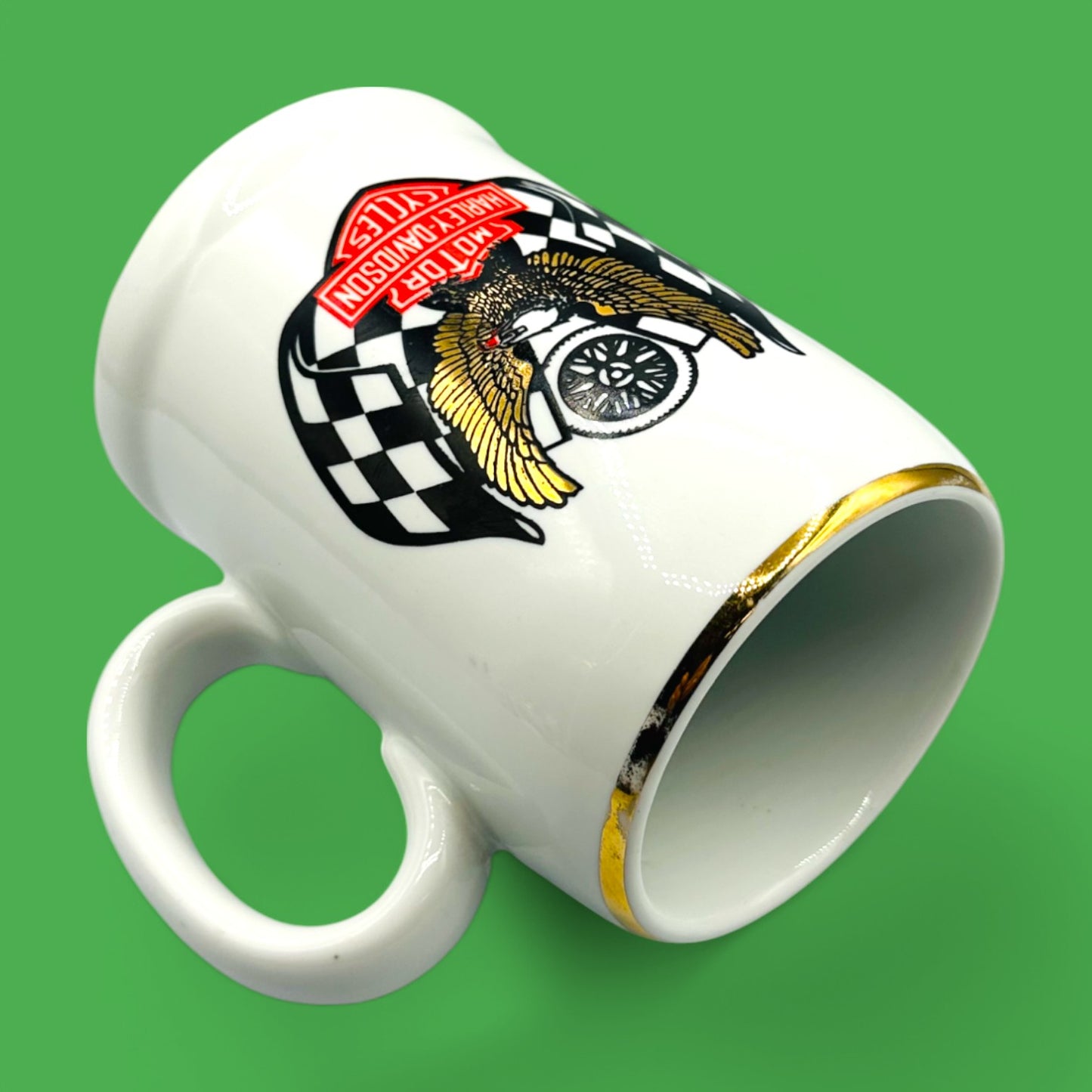 Harley-Davidson Ceramic Stein – Vintage Heavyweight Mug with Eagle & Flag