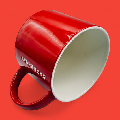 Starbucks 2012 red bone china mug with white logo 14 oz replacement mug