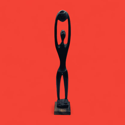 African hand-carved ebony wood figures man & woman 29 cm tall