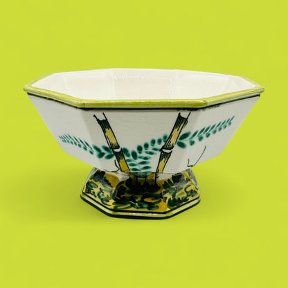 Hand-painted octagonal porcelain bowl by V. Bassano Italy