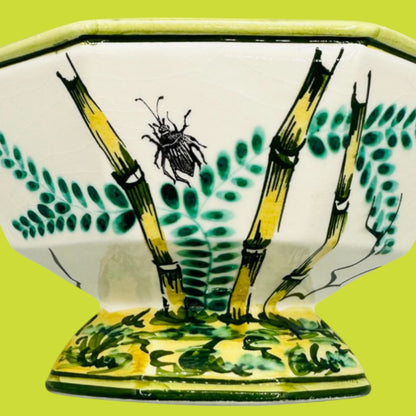 Hand-painted octagonal porcelain bowl by V. Bassano Italy