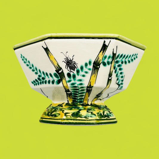 Hand-painted octagonal porcelain bowl by V. Bassano Italy