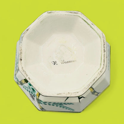 Hand-painted octagonal porcelain bowl by V. Bassano Italy