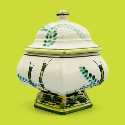Italian Ceramic Tureen with Bamboo & Beetle Motif V. Bassano 1920's