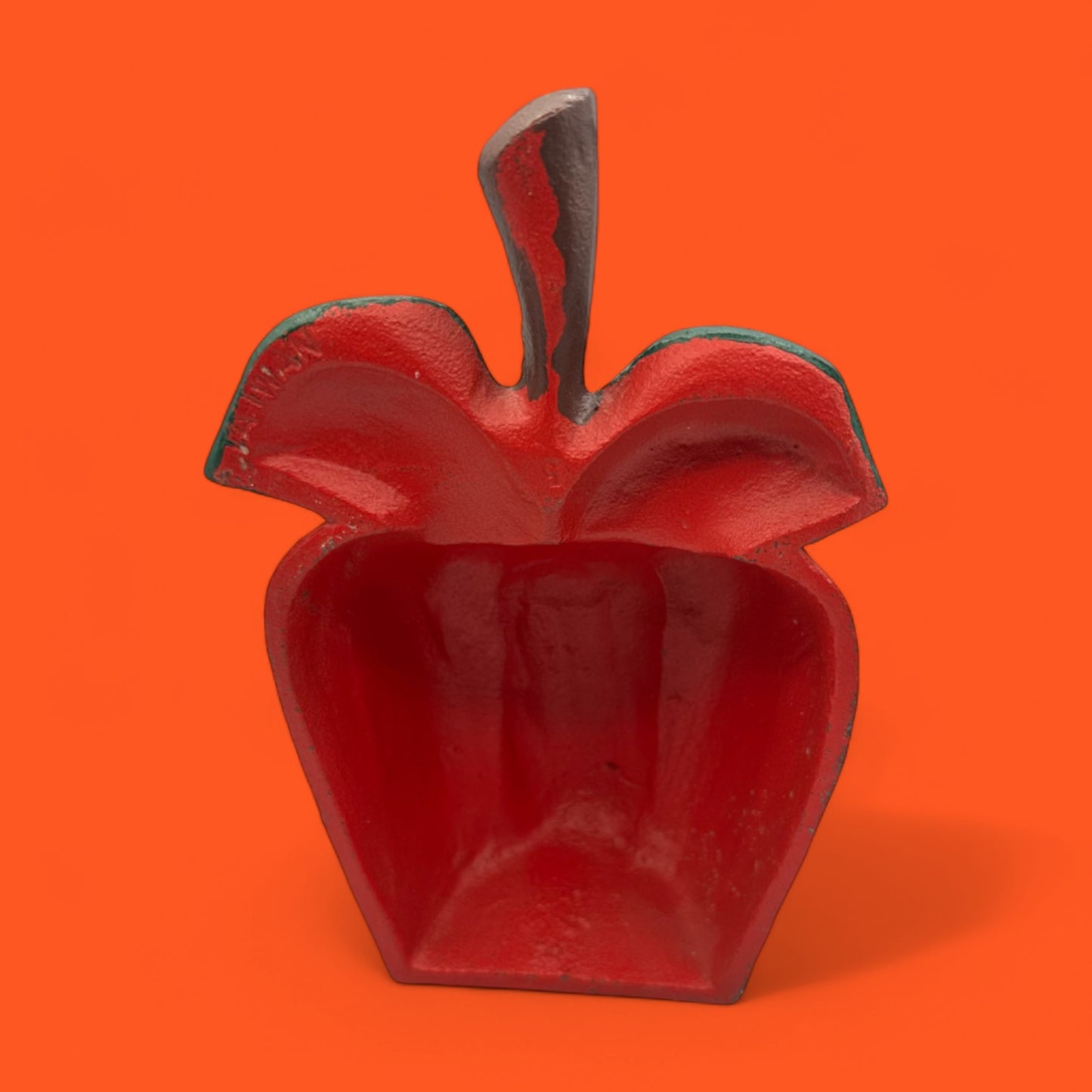 Cast Iron Apple Doorstop / Book End – Heavy Red Fruit Decor with Leaf Detail