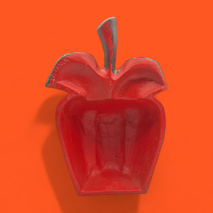 Cast Iron Apple Doorstop / Book End – Heavy Red Fruit Decor with Leaf Detail