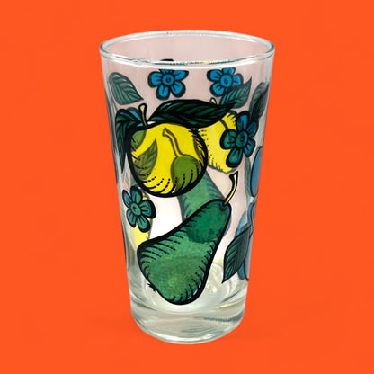 Duralex Juice Glasses w/ Coloured Fruit Print in Gold Wired Carrier