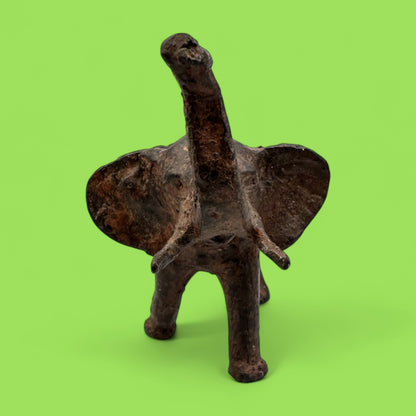 Vintage Cast Iron Elephant Statue with Raised Trunk