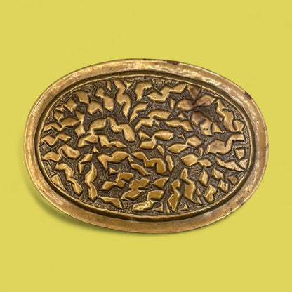 Hand Embossed Oval Copper Box with Lid - Vintage Ornate