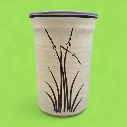 Vintage Japanese Style Handmade Stoneware Vase - Japan - Rice