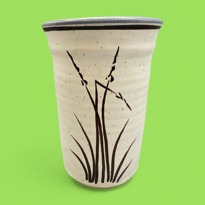 Vintage Japanese Style Handmade Stoneware Vase - Japan - Rice