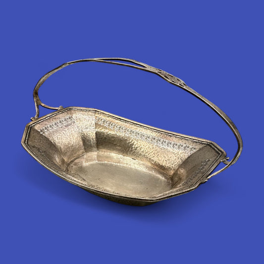 Antique Sterling Silver Candy Dish with Handle and Ornate Detailing