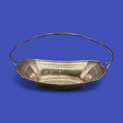 Antique Sterling Silver Candy Dish with Handle and Ornate Detailing