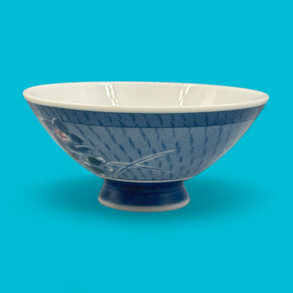 Vintage Japanese Rice Bowl – Floral Blue & White Pattern
