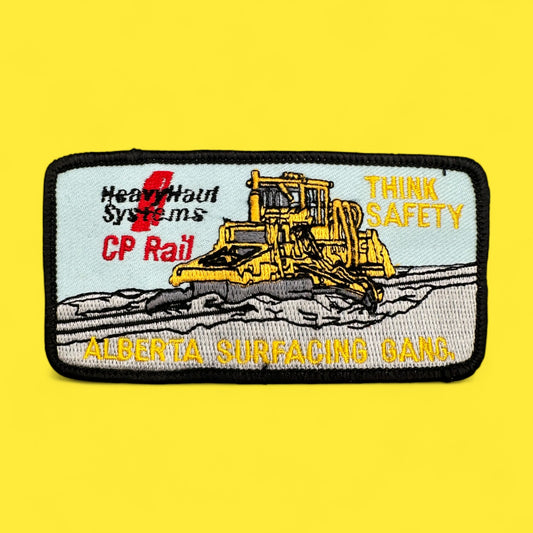CP Rail Alberta Surfacing Gang – vintage embroidered patch, 1980s rail safety