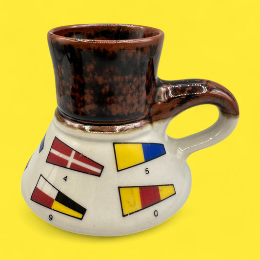 Vintage Nautical Signal Flag Mug – Weighted No-Spill Maritime Ceramic Collectible