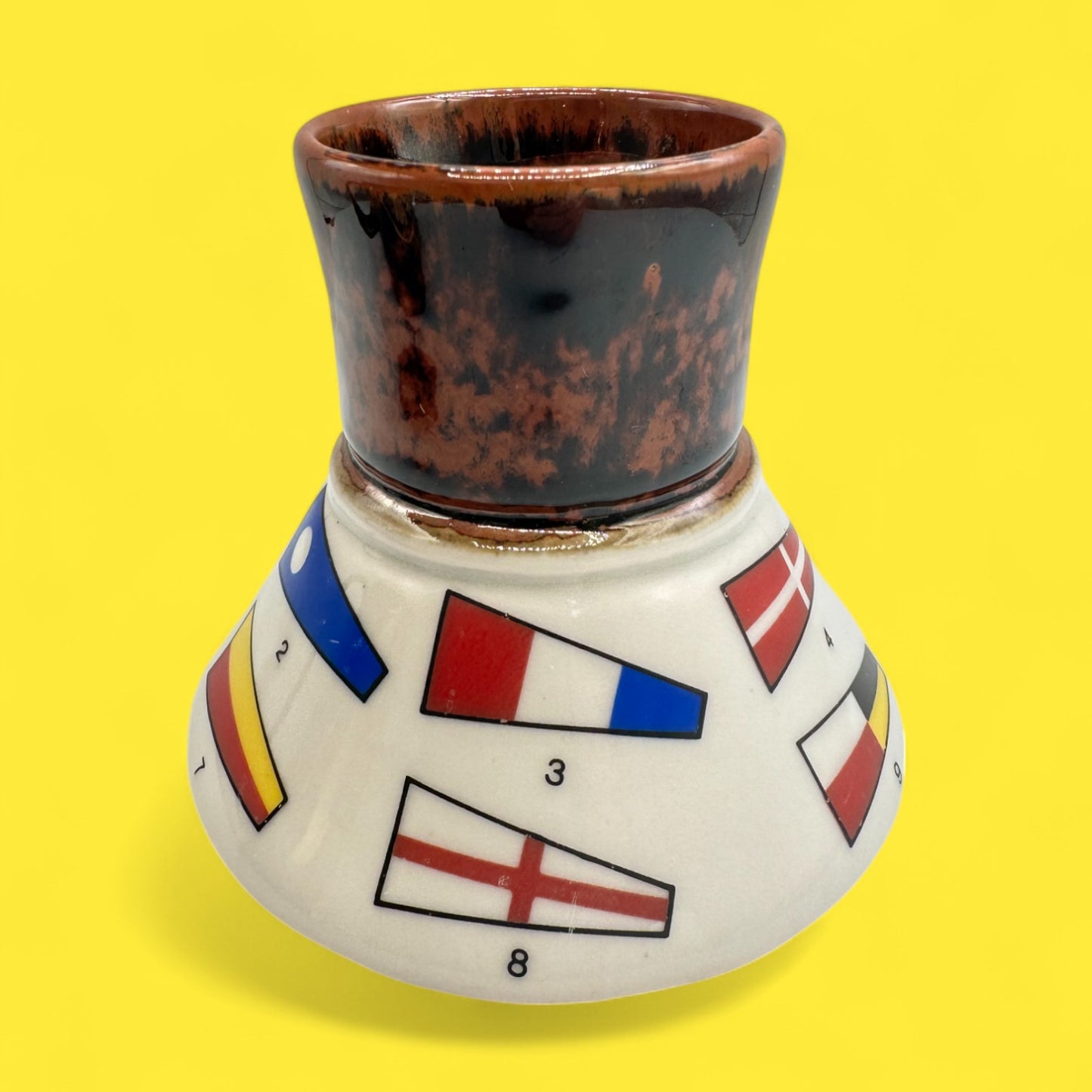 Vintage Nautical Signal Flag Mug – Weighted No-Spill Maritime Ceramic Collectible