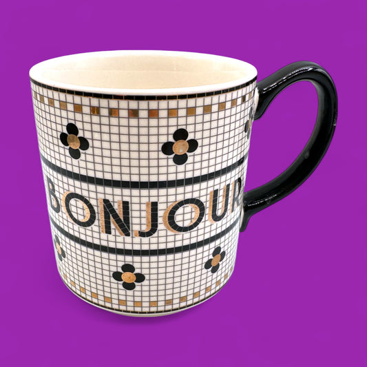 Anthropologie Bonjour mug – mosaic tile print replacement mug