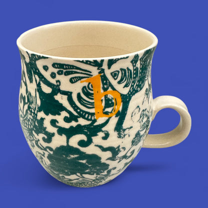 Anthropologie Monogram “B” Floral Mug – Curved Ceramic Initial Replacement Mug