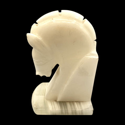 Vintage Alabaster Horse Head Book Ends – Carved Stone, MCM Décor