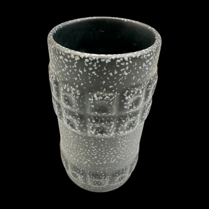 Mid-century Brutalist Vase – Black Ceramic with White Speckles, 1960s MCM