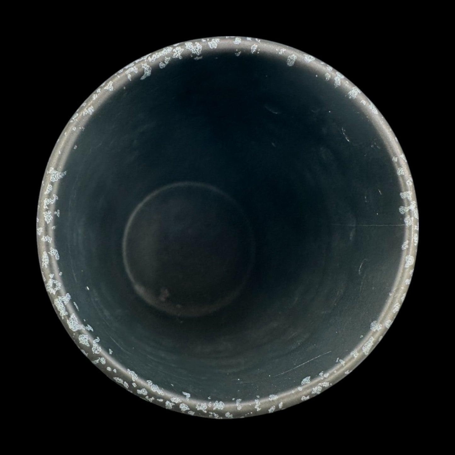 Mid-century Brutalist Vase – Black Ceramic with White Speckles, 1960s MCM