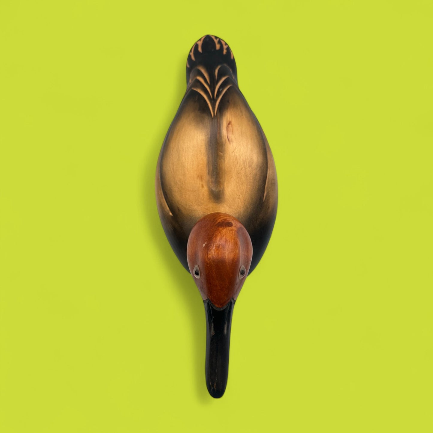 Vintage Carved Duck Decoy – Hand Painted Wood, Canadian Folk Art